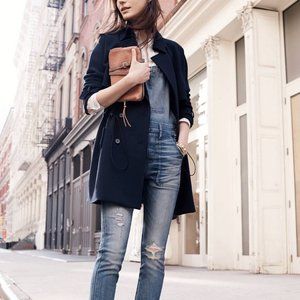 Madewell Travel Trench Coat Navy Blue